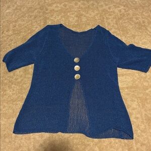 Women's Blue Button-Front Sweater